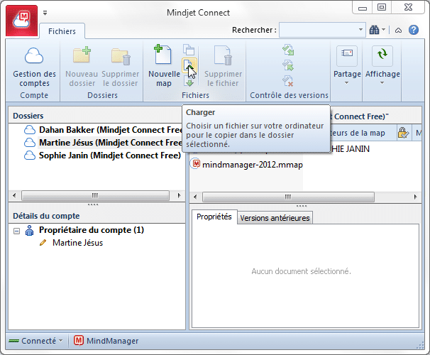 L'interface Mindjet Connect