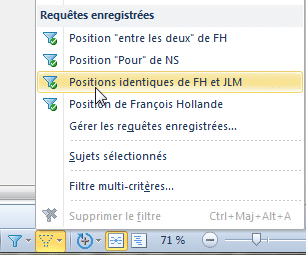 Lancement automatique d'un filtre enregistré
