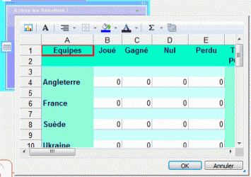 La feuille de calcul dans MindManager