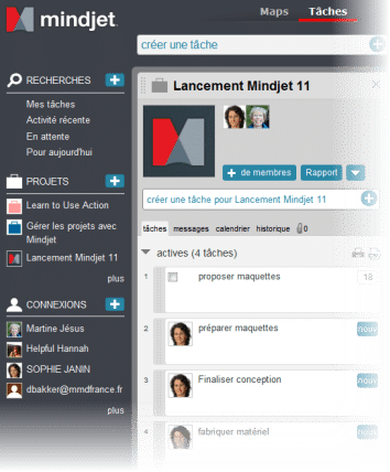 La gestion des projets dans Mindjet Tâches