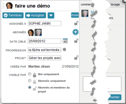 La tâche dans Mindjet Tâches